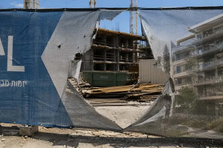 רשת מש קרועה באתר בנייה